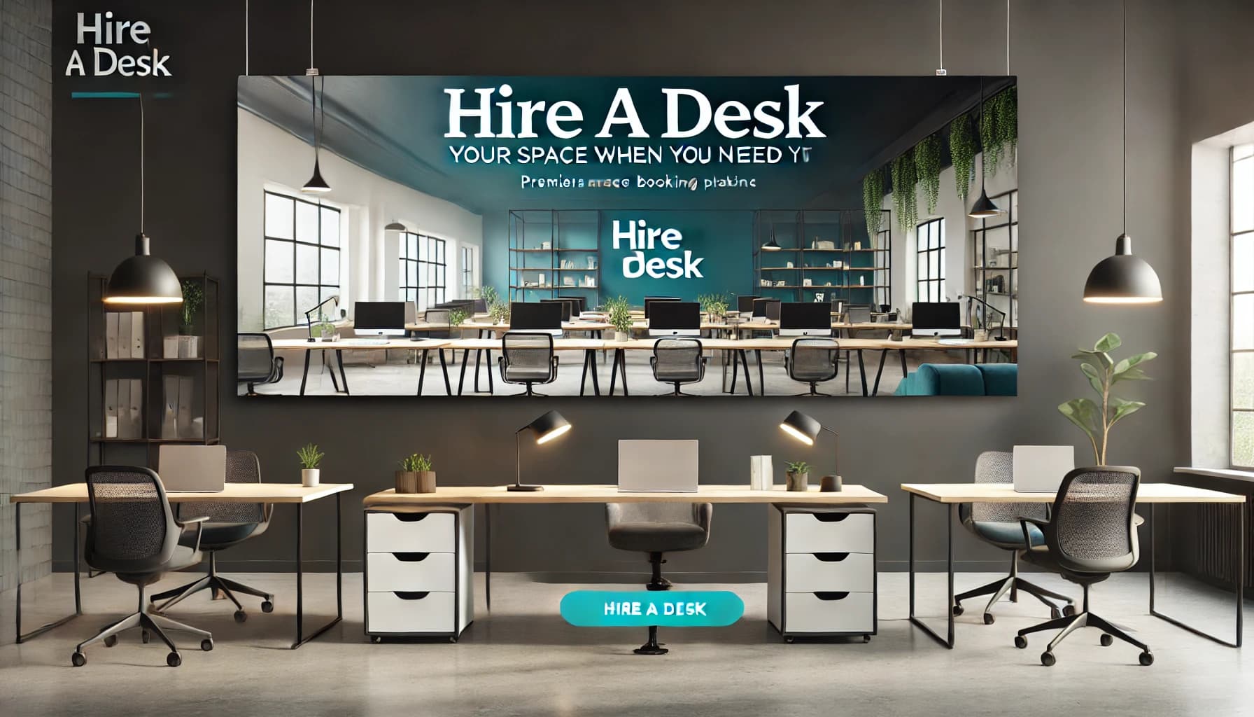 Private desk in modern office