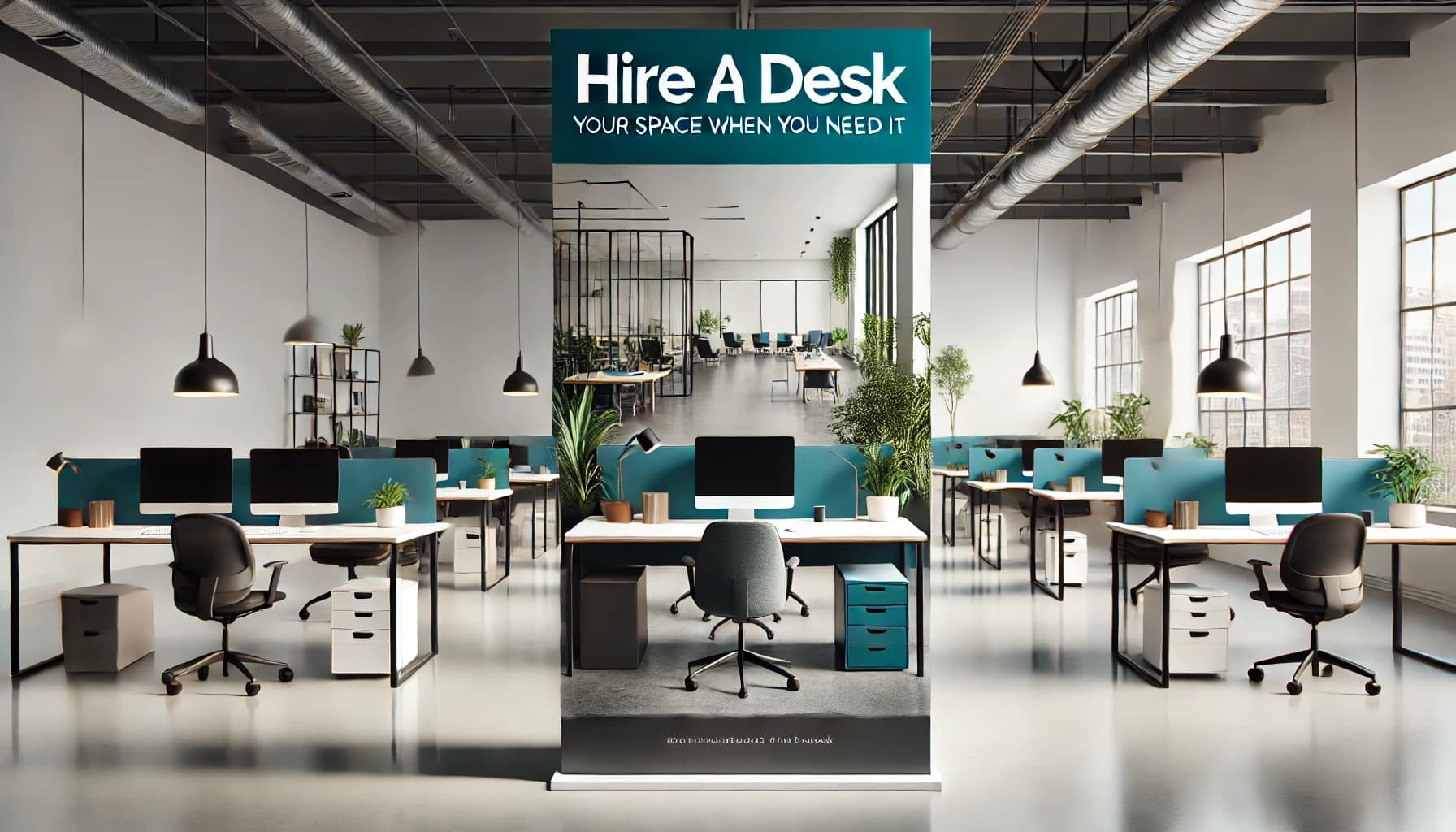 Modern workspace with desks